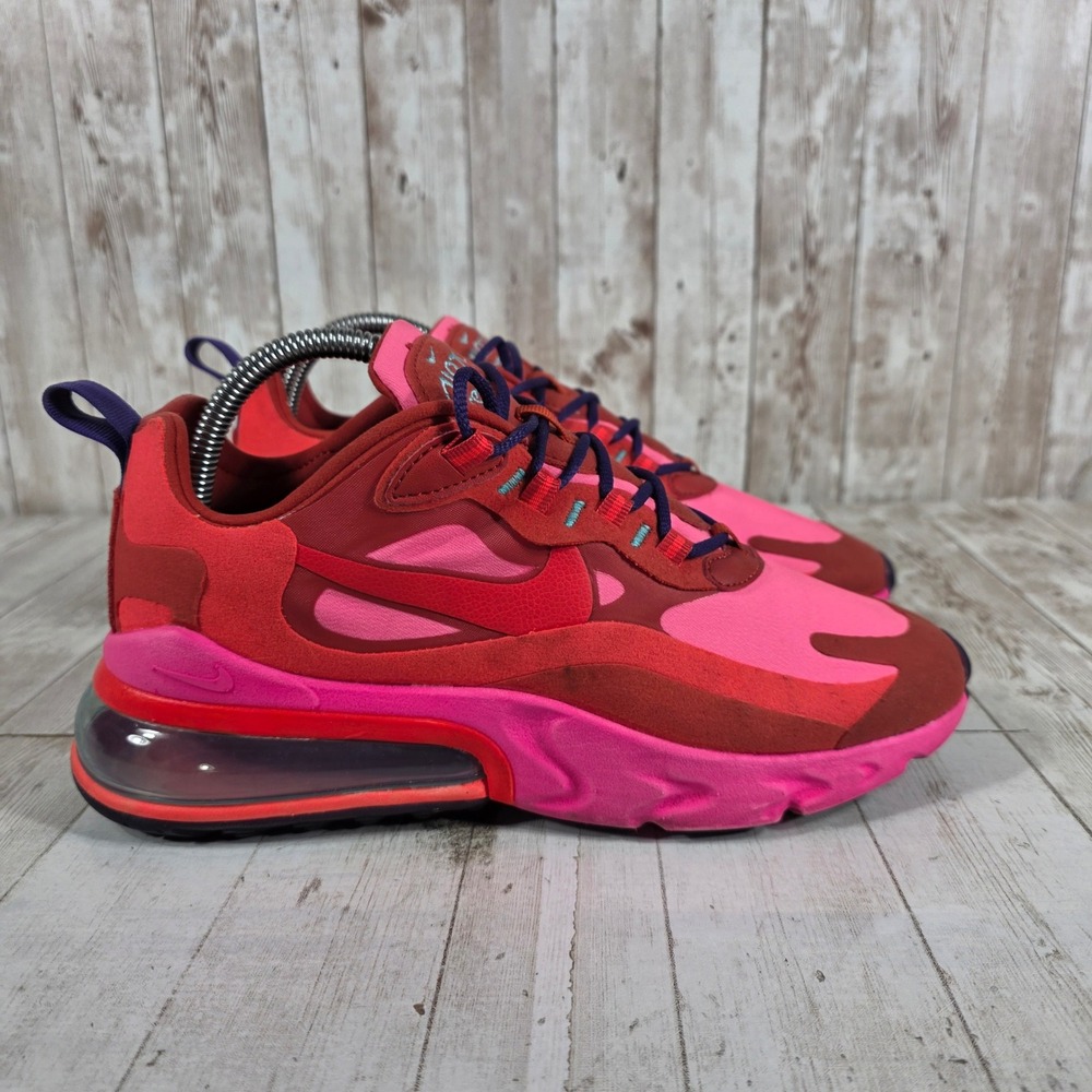 Nike Air Max 270 React Womens Noble Red Pink Rise Sneakers AT6174-600 Size 8